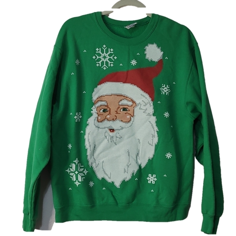 Jerzees Santa Clause Ugly Christmas Sweater Size M
